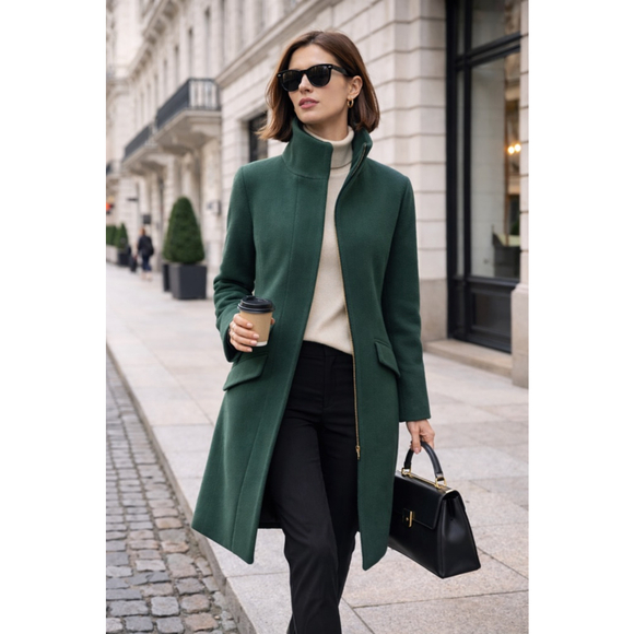 J. Crew Jackets & Blazers - J Crew Cocoon Coat Women 2 Italian Stadium Cloth Nello Gori Wool Luxury Green